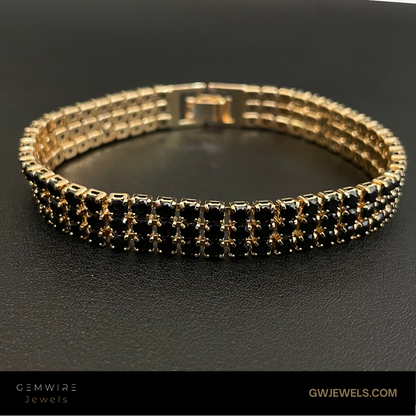 Square Mesh Chain Bracelet in Black and Gold